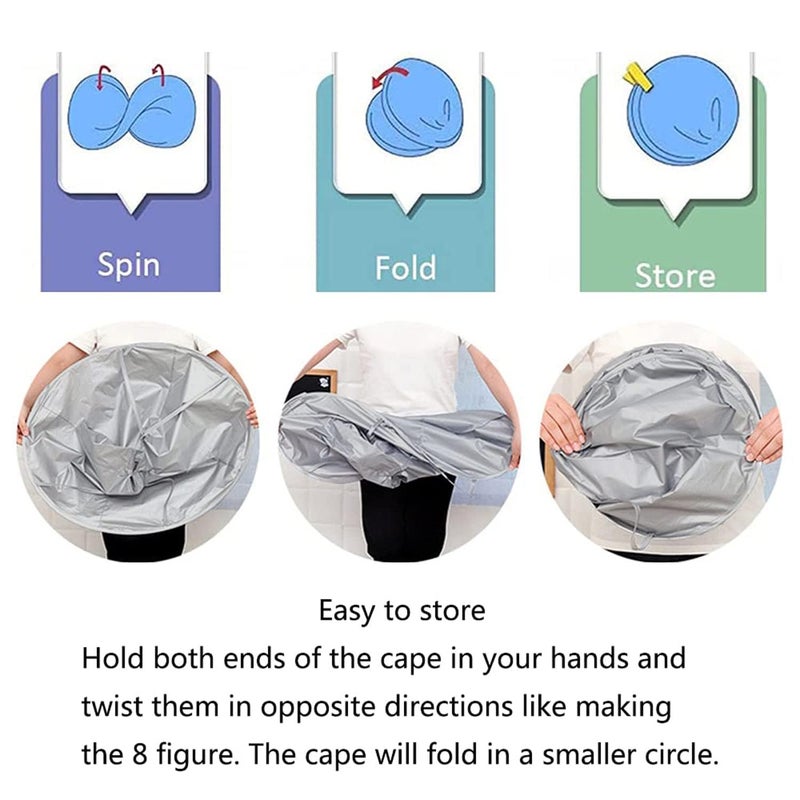 MUGATH Mugath Hair Cutting Cape Hairstylist Simple Design Pattern Hair Cutting Cloak Beard Shaving Umbrella Shape Waterproof Cape Barber Home Salon Haircut Hairdresser Apron Cloth for Adult Women Men Kids - Image 4