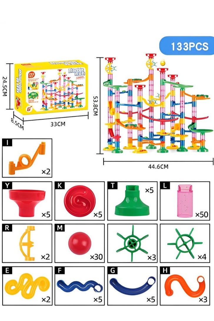 DURKU 133pcs Marble Run Construction Building Blocks 3D Stacking Track DIY Maze Pipe Sets - Image 2