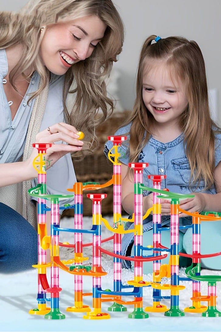 DURKU 133pcs Marble Run Construction Building Blocks 3D Stacking Track DIY Maze Pipe Sets - Image 3