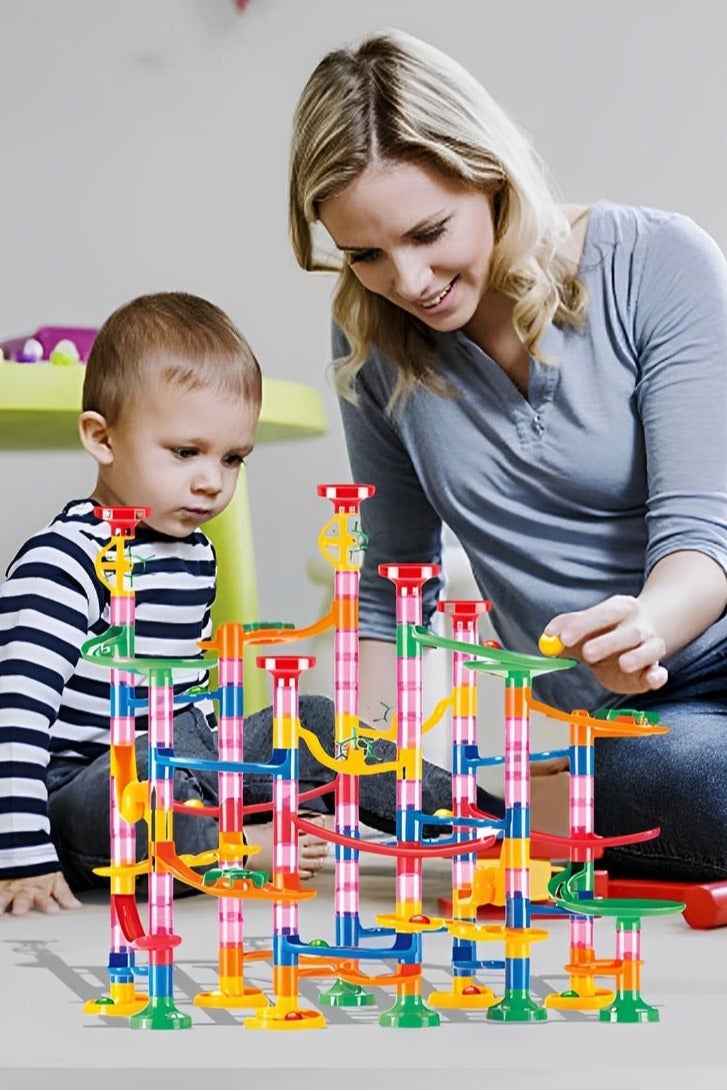 DURKU 133pcs Marble Run Construction Building Blocks 3D Stacking Track DIY Maze Pipe Sets - Image 4