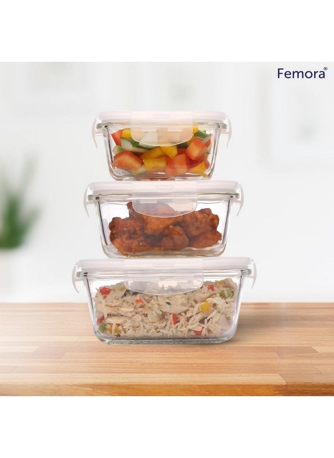 Femora Borosilicate Glass Containers for Kitchen | 1 Year Warranty | Container Boxes for Storage, Storage Box for Kitchen with Air Vent Lid, Microwave Safe, Square (Set of 3-300ml, 500ml, 800ml) - pzsku/Z419952A90789E2495706Z/45/_/1738306412/b05ab54c-4f52-43b6-a501-a9e739cbd897