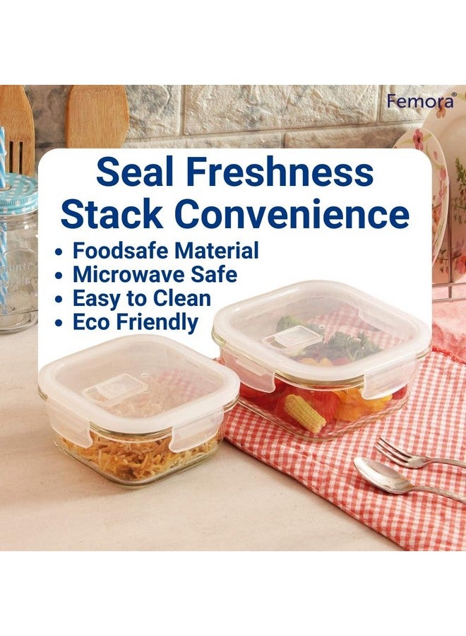 Femora Femora Borosilicate Glass Containers for Kitchen | 1 Year Warranty | Container Boxes for Storage, Storage Box for Kitchen with Air Vent Lid, Microwave Safe, Square (Set of 3-300ml, 500ml, 800ml) - Image 5
