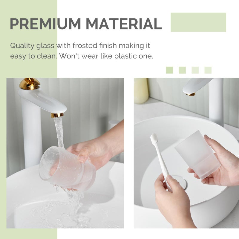 Angle Simple Bathroom Rinsing Cup, Angle Simple Frosted Glass Tumbler Cup, Toothbrush and Toothpaste Holder Drinking Glasses Glassware - Image 5