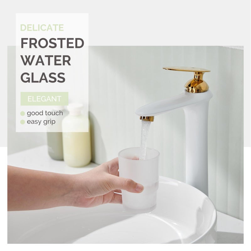 Angle Simple Bathroom Rinsing Cup, Angle Simple Frosted Glass Tumbler Cup, Toothbrush and Toothpaste Holder Drinking Glasses Glassware - Image 2