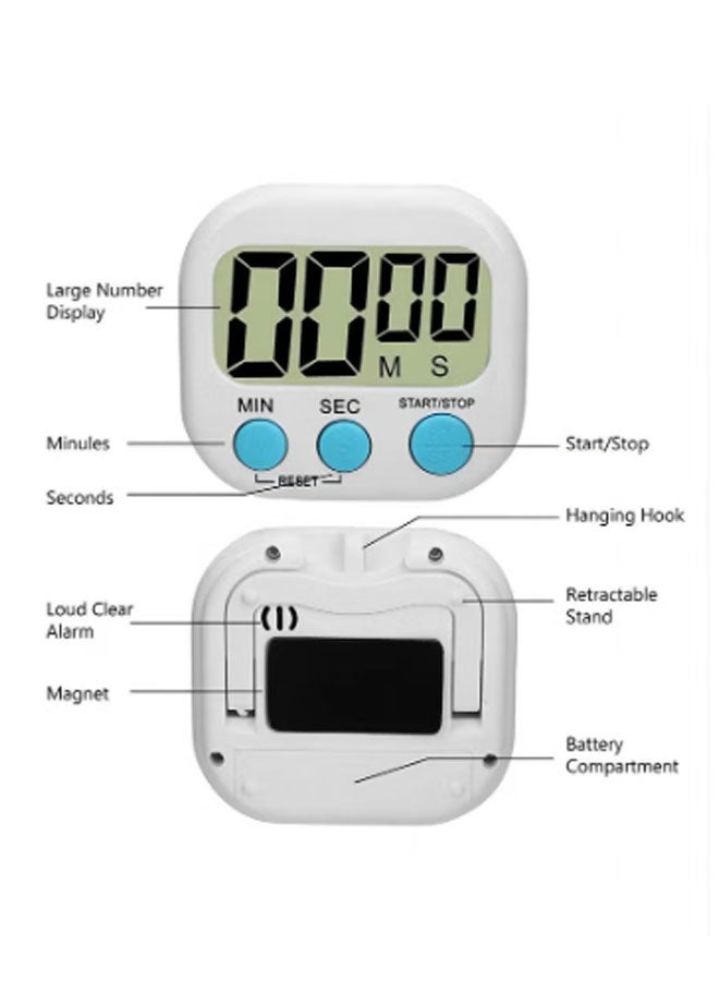 Monda LCD Digital Kitchen Countdown Magnetic Timer，Large Screen Digital Timer with Loud Alarm，Multi-Function Stopwatch & Clock for Cooking, Classroom, Office - Image 4