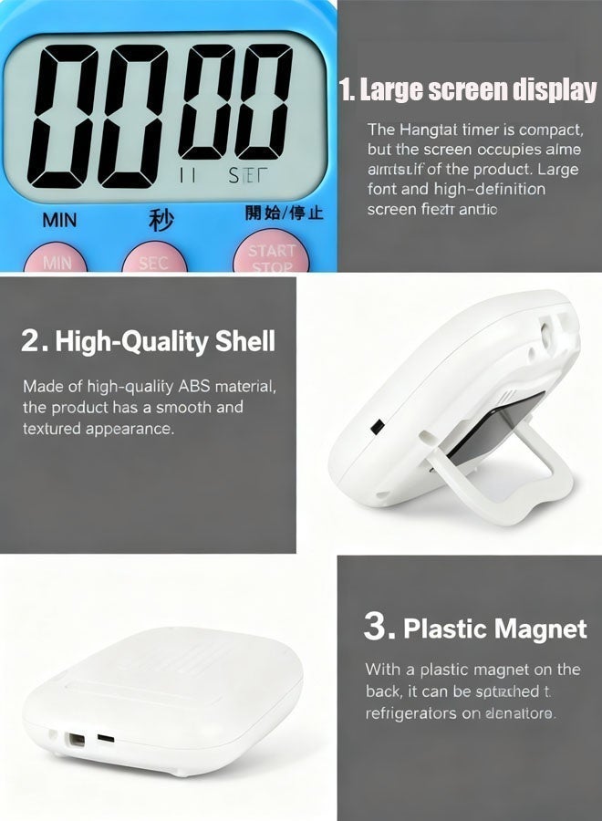 Eggssentials مؤقت تنازلي رقمي للمطبخ بشاشة LCD، مؤقت رقمي بشاشة كبيرة مع منبه عالي، ساعة توقيت متعددة الوظائف للطهي والفصول الدراسية والمكتب - Image 5