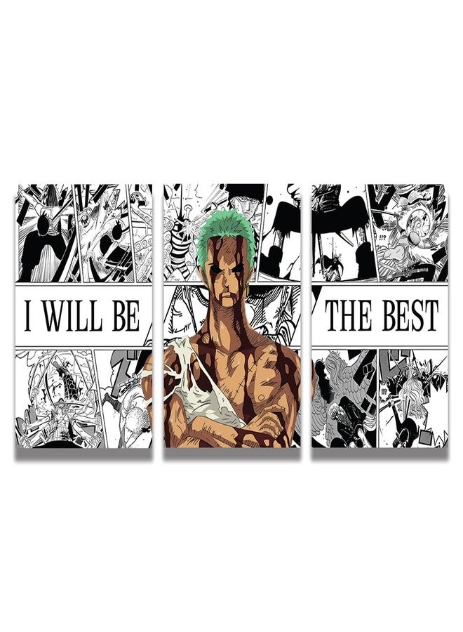 zenithink Zoro One Piece Wall Poster Pack Of 3-A4 Size, 300 GSM Included Glue Dots, Paper Home Decor Art Poster For Bedroom, Living room, Office, No Frame - Image 1
