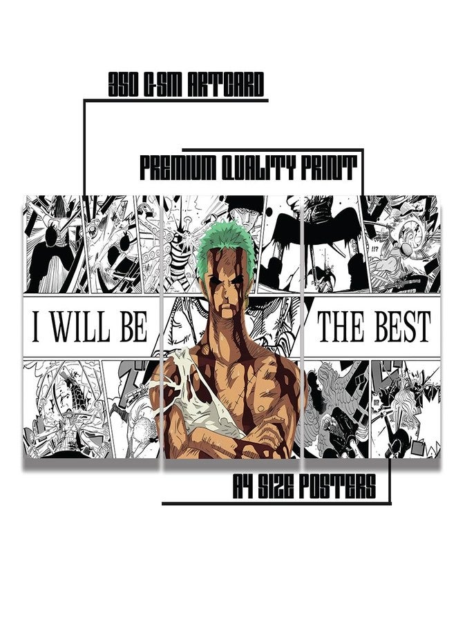 zenithink Zoro One Piece Wall Poster Pack Of 3-A4 Size, 300 GSM Included Glue Dots, Paper Home Decor Art Poster For Bedroom, Living room, Office, No Frame - Image 4