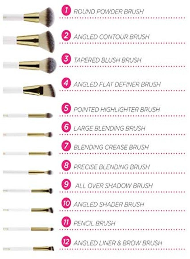 Authentic Store BH Cosmetic Makeup Brushes With Makeup Brush Holder Pink Studded Elegance Combo of 12 Brushes for Beginner and Professionals - Image 5