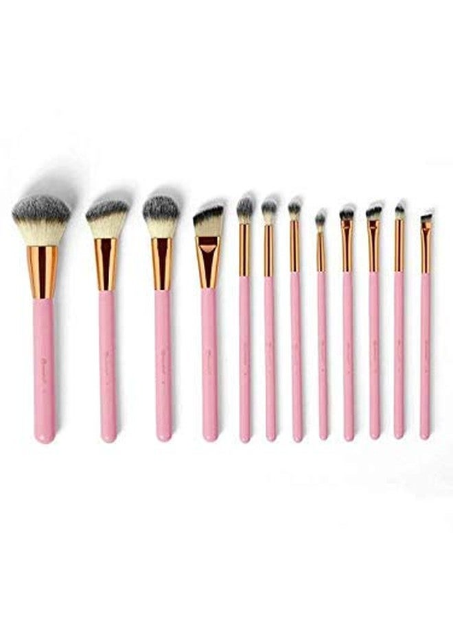 Authentic Store BH Cosmetic Makeup Brushes With Makeup Brush Holder Pink Studded Elegance Combo of 12 Brushes for Beginner and Professionals - Image 3
