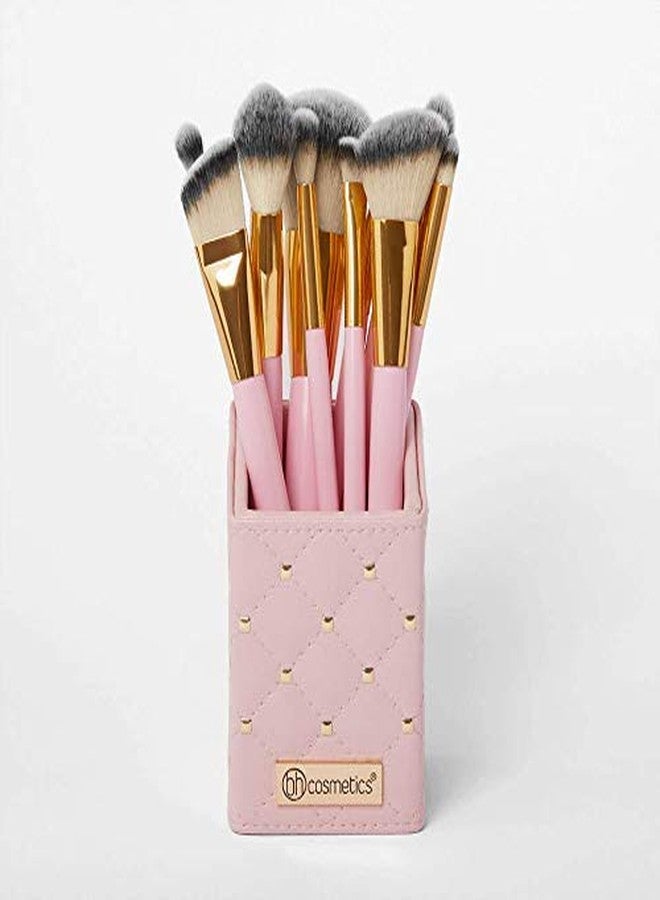 Authentic Store BH Cosmetic Makeup Brushes With Makeup Brush Holder Pink Studded Elegance Combo of 12 Brushes for Beginner and Professionals - Image 1