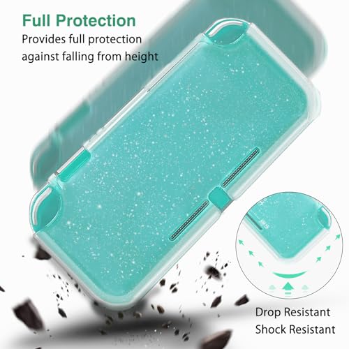 TIKOdirect Carrying Case for Switch lite, Shockproof Portable Travel Bag with Glitter Galaxy cover, Screen Protectors and Cute Leaf Thumb Grips Caps, Animal Crossing Green - Image 5