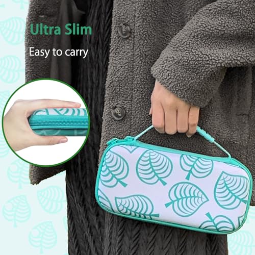 TIKOdirect Carrying Case for Switch lite, Shockproof Portable Travel Bag with Glitter Galaxy cover, Screen Protectors and Cute Leaf Thumb Grips Caps, Animal Crossing Green - Image 3
