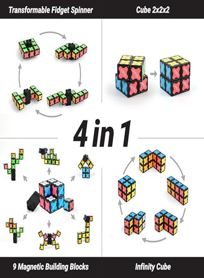 TOSY Magnet Fidget Spinner Mini - 8 Blocks, 3 in 1 Toy: Transformable Fidget Spinner, Infinity Cube, 2x2 Puzzle Cube, Stress Relief, STEM Sensory Magnet Tiles Birthday Gift for Kids/Boys/Girls/Adults - Image 4