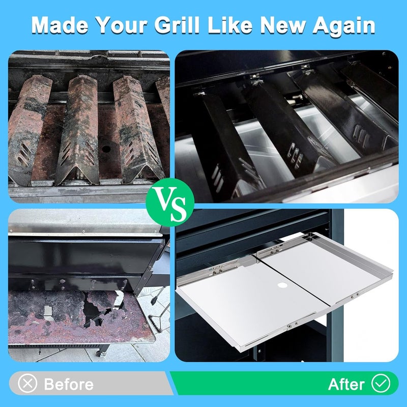 Adviace Grill Replacement Parts for Dyna Glo DGB610SSP DGF600SSP, Grease Tray Drip Pan & Heat Tents for Dyna Glo DGB610SSP 6 Burner Grill - Image 3