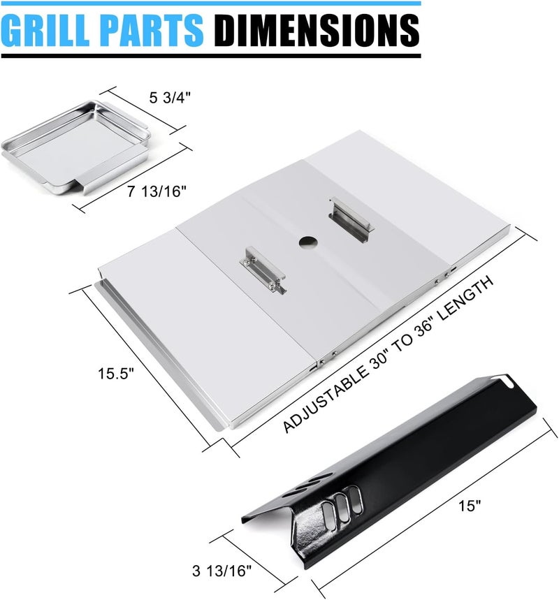 Adviace Grill Replacement Parts for Dyna Glo DGB610SSP DGF600SSP, Grease Tray Drip Pan & Heat Tents for Dyna Glo DGB610SSP 6 Burner Grill - Image 4