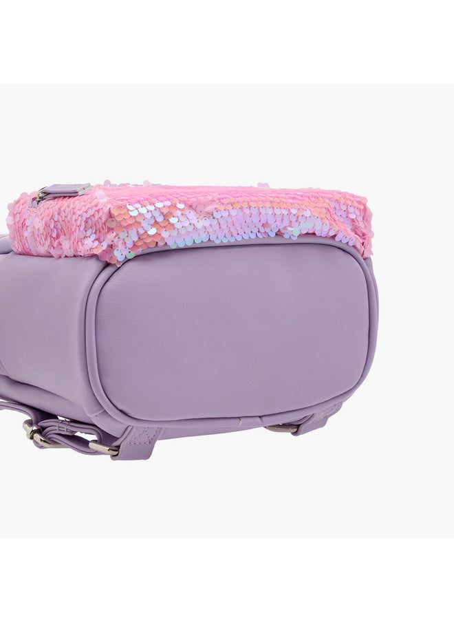 Disney - Girls Stitch and Angel Sequin Embellished Backpack with Adjustable Shoulder Straps and Zip Closure - Image 1