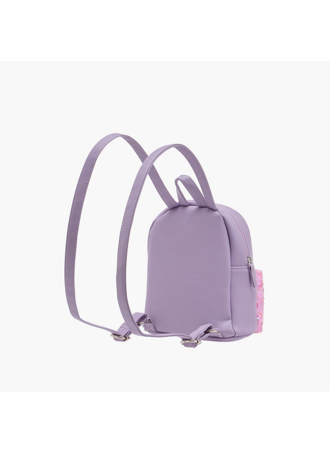 Disney - Girls Stitch and Angel Sequin Embellished Backpack with Adjustable Shoulder Straps and Zip Closure - Image 1