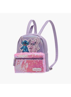Disney Girls Stitch and Angel Sequin Embellished Backpack with Adjustable Shoulder Straps and Zip Closure  - Image 2