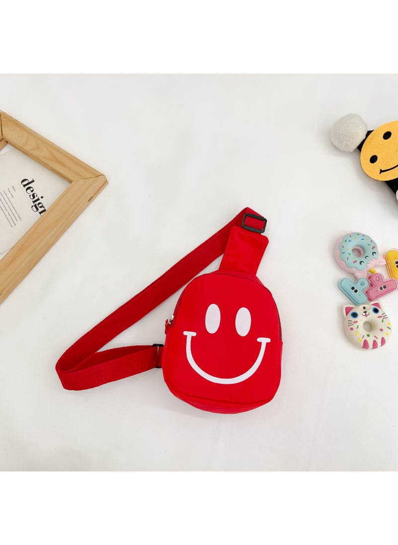 Generic Kids Smile Face Sling Bag 2024 Nylon Trendy Chest Pack Red 