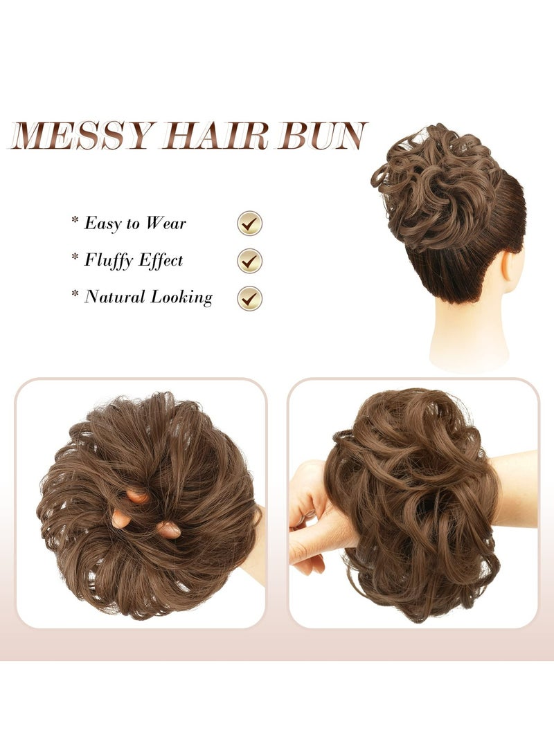 Messy Bun Hair Piece Hair Bun Scrunchies Darkest Wavy Chignon PonytailHair Extensions Thick Updo Hairpieces for WomenandGirls 1PCS (12# Light Golden Brown,1 Count (Pack of 1))