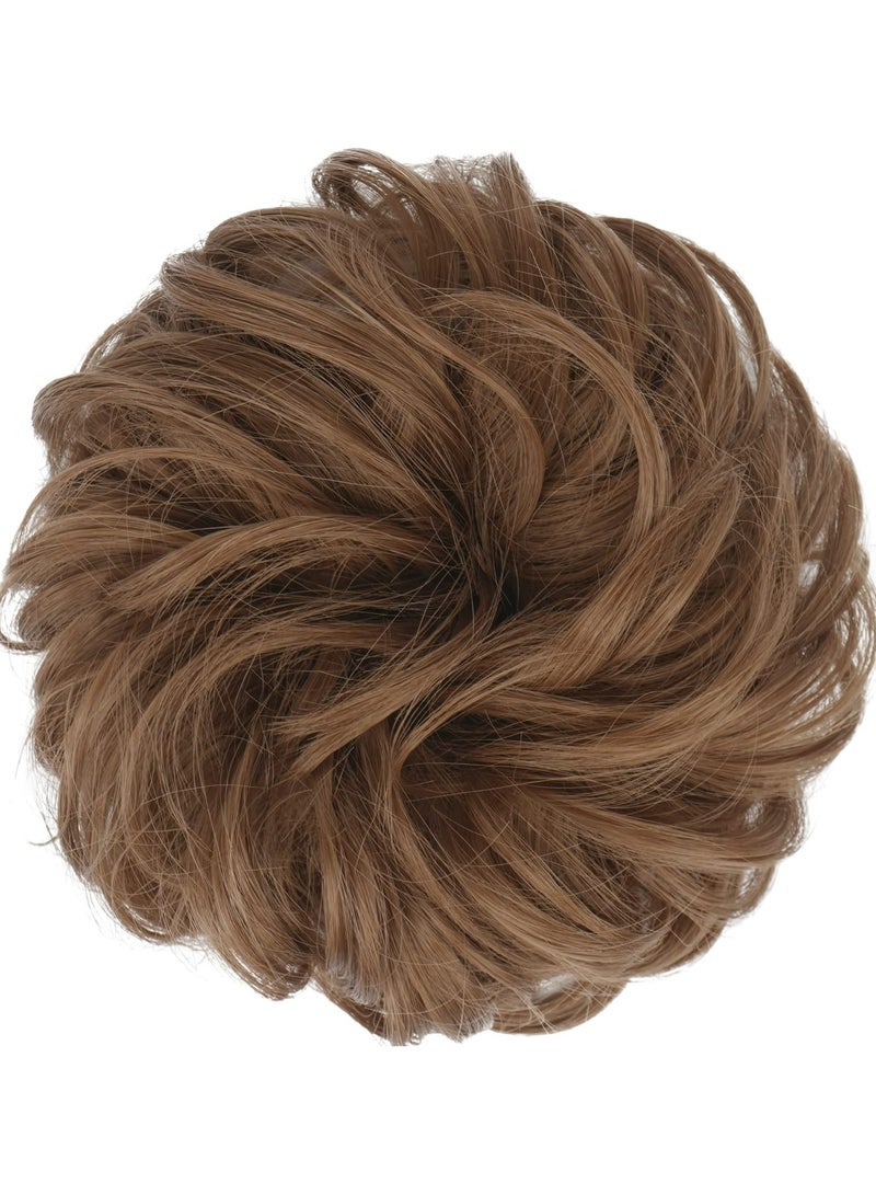 Messy Bun Hair Piece Hair Bun Scrunchies Darkest Wavy Chignon PonytailHair Extensions Thick Updo Hairpieces for WomenandGirls 1PCS (12# Light Golden Brown,1 Count (Pack of 1))