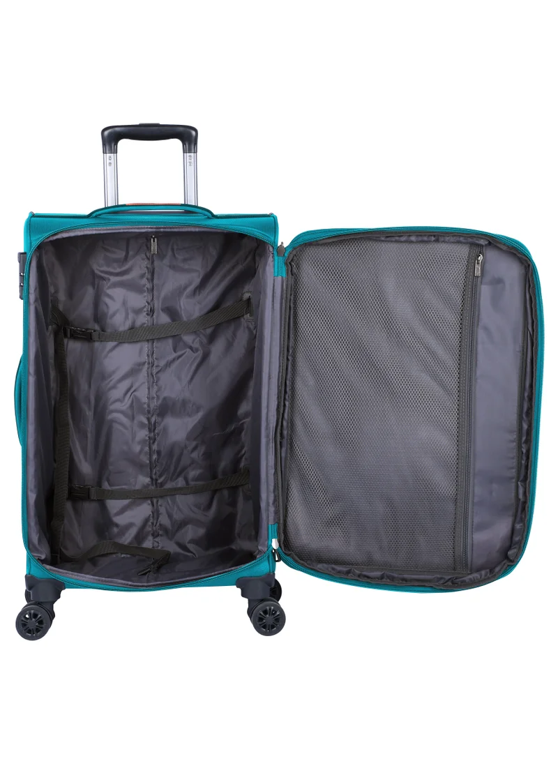 eminent Expandable Luggage Trolley Bag Soft Suitcase for Unisex Travel Polyester Shell Lightweight with TSA lock Double Spinner Wheels E777SZ Medium Checked 24 Inch Green