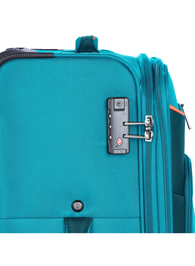 eminent Expandable Luggage Trolley Bag Soft Suitcase for Unisex Travel Polyester Shell Lightweight with TSA lock Double Spinner Wheels E777SZ Medium Checked 24 Inch Green