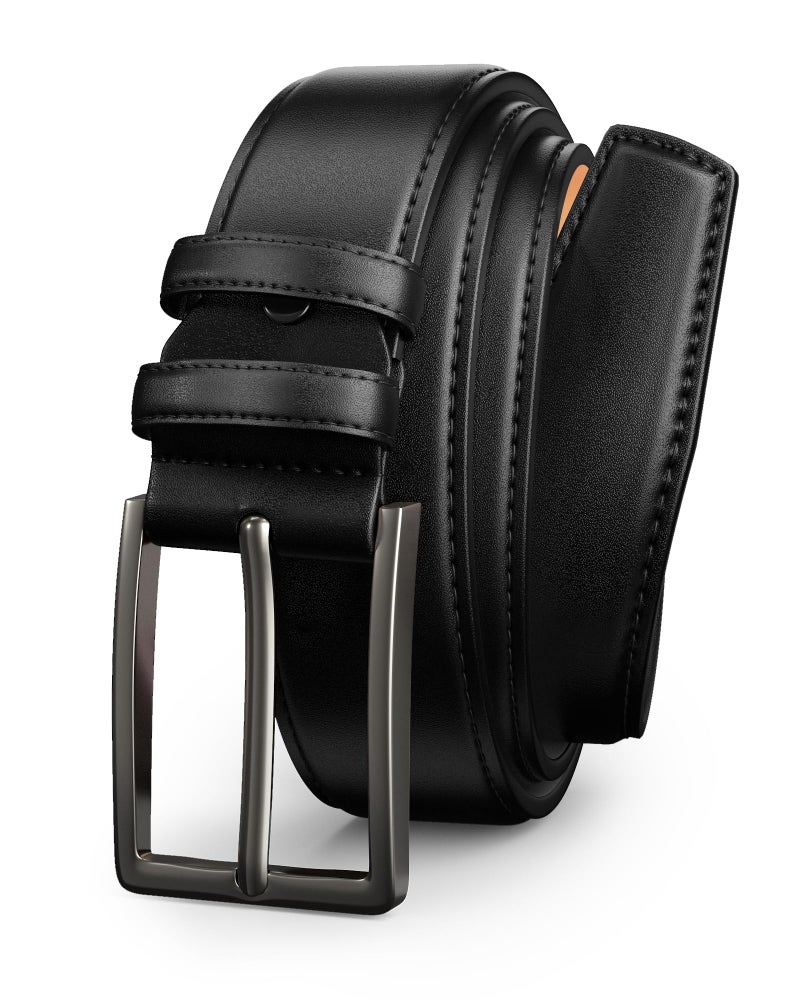 Papaanils Black Dress Belt for Men,Men's Belts Leather for Jeans,Casual Style for Golf or Office Working,Width1.38, Length44 - Image 1