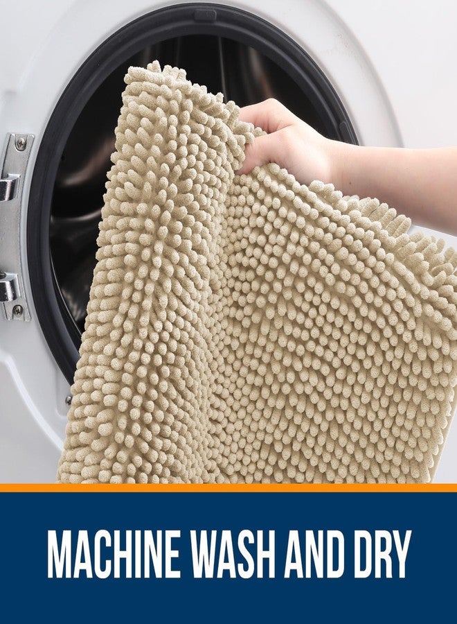 OLANLY Bathroom Rugs Sets 3 Piece, Soft Absorbent Chenille Bath Mats and U-Shaped Contour Toilet Rug, Quick Dry, Home Decor Accessories, Bath Mat Set for Bathroom (30"x20"+24"x16"+24"x20", Beige) - Image 5