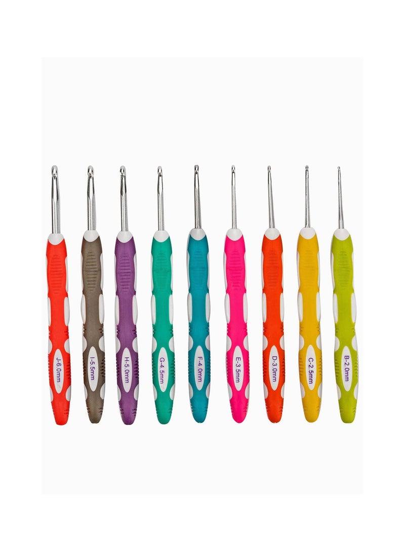 Y&D Crochet Hook, Longer Ergonomic Hook Set, Smooth Soft Grip Handles Needles Knitting for Arthritic Hands, Beginners and Experienced Crocheter, 9 PCS  - Image 1