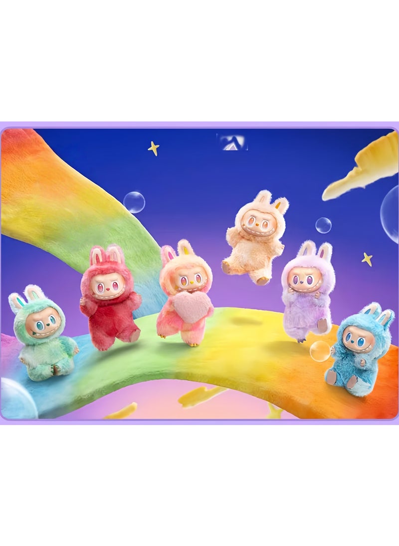 6-PACKS Doll Pendant  Labubu 3rd Generation Macaron Vinyl Plush Doll 17cm
