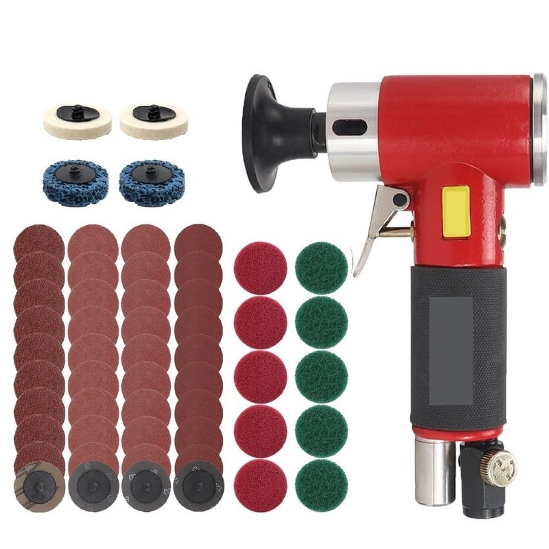 Air Angle Die Grinder 90 Degree Pneumatic Grinding Polisher 2inch Grinding Machine with Sanding Discs Tool Kit(Pink) - Image 2
