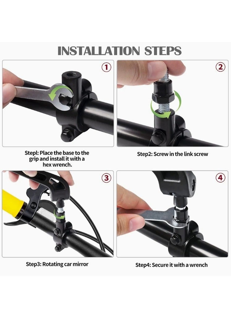 2-Piece Bicycle Mirror, [New Version] High-Definition Wide-Angle Large Handle Rearview Mirror, Explosion-Proof 360 ° Adjustable Bicycle Rearview Mirror Accessories Suitable For Electric Bicycles, Mountain Road Bicycles, Black - Image 3