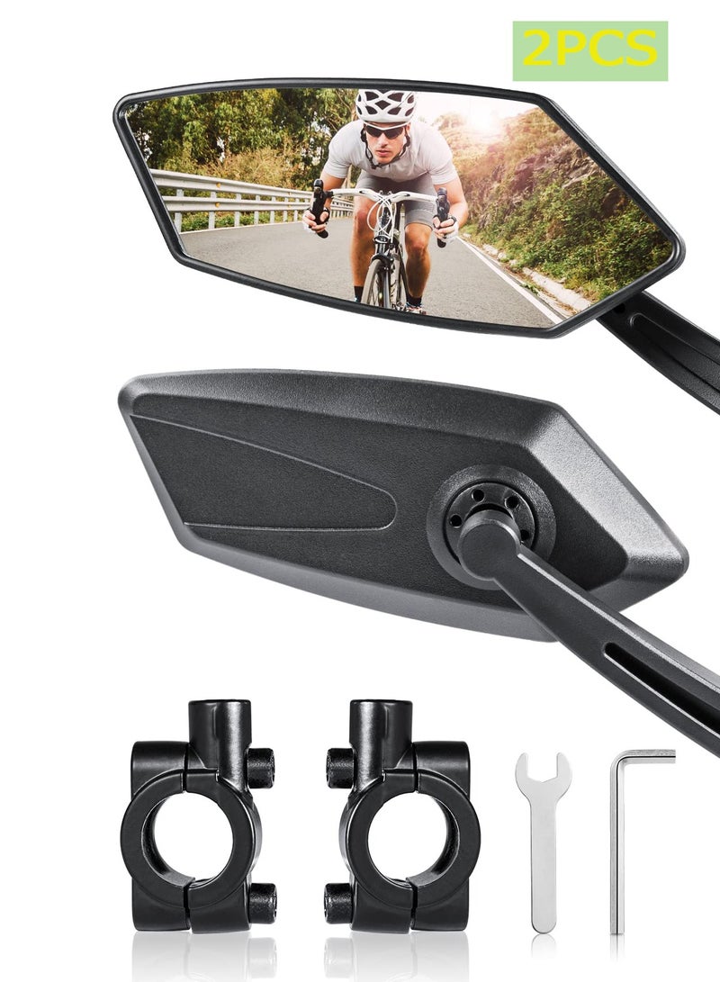 2-Piece Bicycle Mirror, [New Version] High-Definition Wide-Angle Large Handle Rearview Mirror, Explosion-Proof 360 ° Adjustable Bicycle Rearview Mirror Accessories Suitable For Electric Bicycles, Mountain Road Bicycles, Black - Image 1