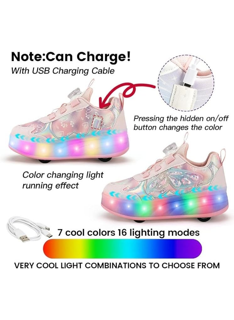 Lucky Kids Kids Roller Skates 4 Wheel Flashing Skate Shoes With Led Lights Usb Rechargeable Stylish & Fun For Boys & Girls - Image 3
