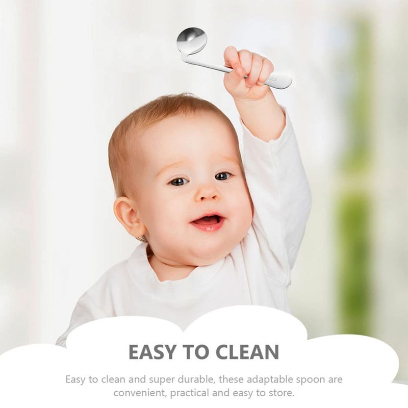 Adaptive Utensils Curved Spoon Set Right Handed Angled Stainless Steel Silverware Elderly Use Silver 1 - Image 5