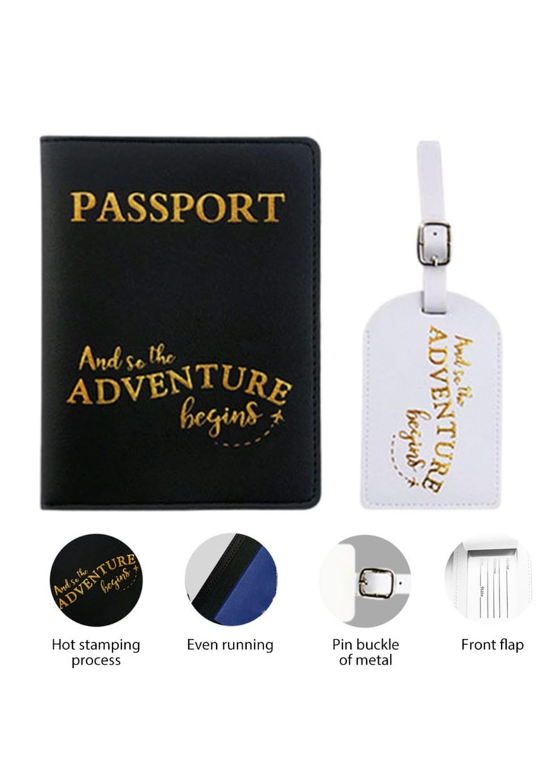 Generic 2 Pcs Passport Covers and 2 Pcs Luggage Tags, Travel Suitcase Tag Organizer, PU Leather Passport Holder Cover, Travel Wallet Case for Passport, Credit Cards, Business Cards, and Boarding Passes  - Image 5