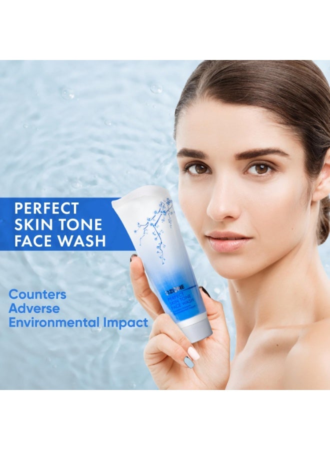 أوزون غسول الوجه أوزون بيرفكت سكين تون للرجال والنساء | مثالي لجميع أنواع البشرة، يُغذي البشرة ويُرطبها ويُمنحها نضارة وإشراقة | مُعزز بالألوفيرا والليمون والخيار - ١٠٠ غرام (عبوة من قطعة واحدة) - Image 2