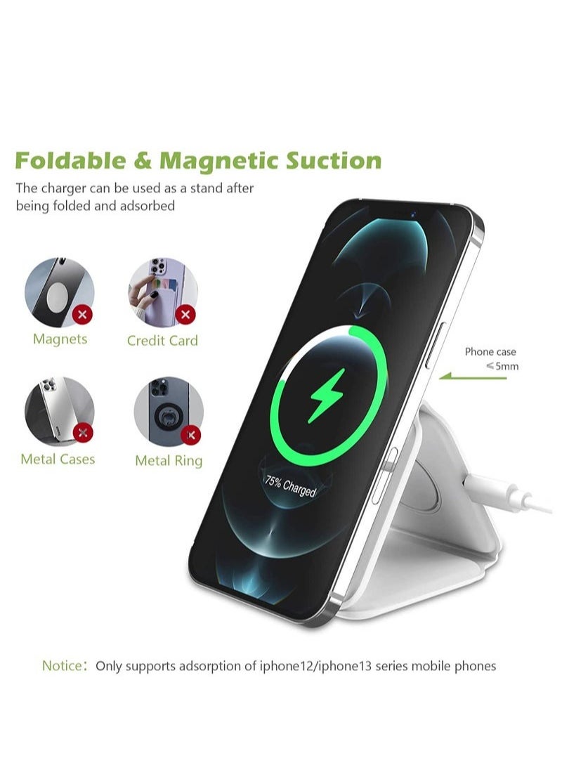 Generic - 3 in 1 Wireless Charger, Foldable Induction Chargers, Fast Magnetic Charging Pad Compatible with iPhone 14/13/12/11/Galaxy/Air Pods Pro/iWatch - Image 1