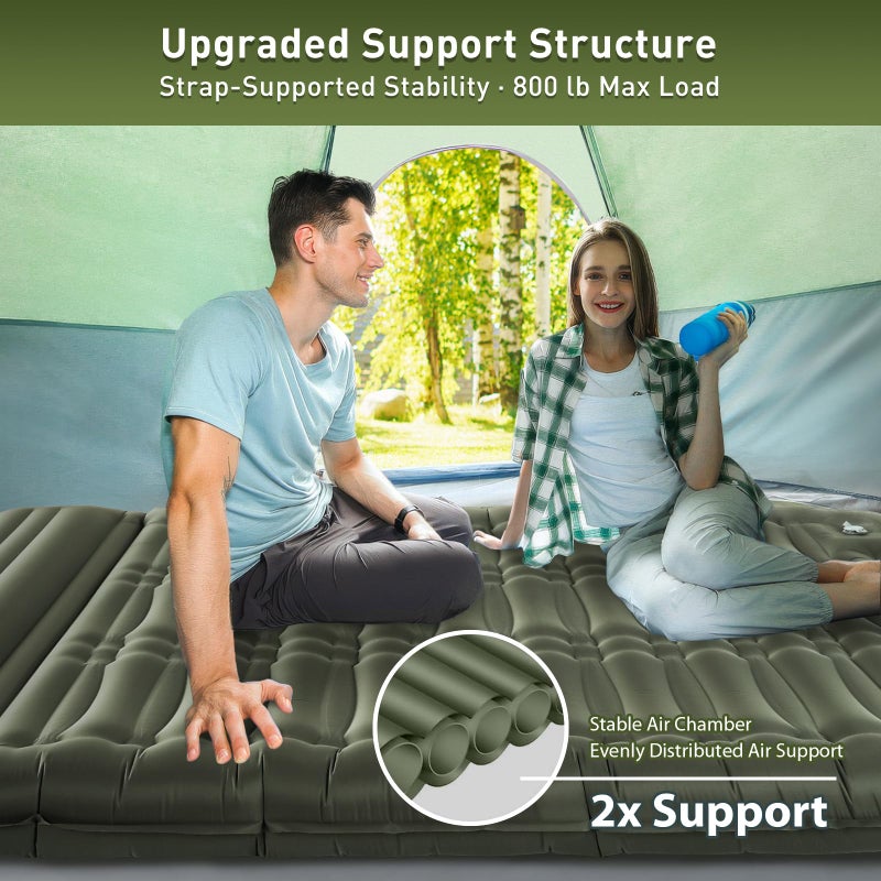 Elegear CumbreXâ„¢ Double Sleeping Pad for Camping, 5.5" Ultra-Thick Inflatable Camping Sleeping Pad 2 Person with Built-in Foot Pump, Portable Camping Sleeping Mat for Backpacking Hiking Tent, Full - Image 3