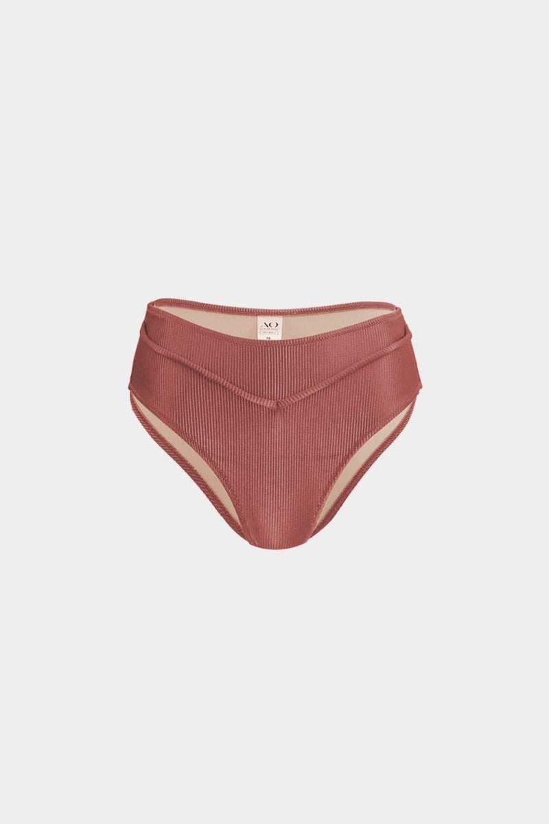 Açelya Okcu Premium Piping Detailed Rhea High Waist Women's Bikini Bottom 