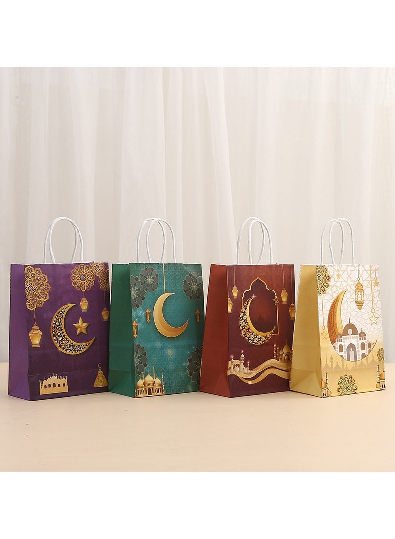 12 قطعة من أكياس الهدايا الورقية لشهر رمضان والعيد، وأكياس الحفلات بمقابض للحلوى والحلويات والهدايا والمجوهرات، وأكياس هدايا الحفلات ولوازم الحفلات - Image 1