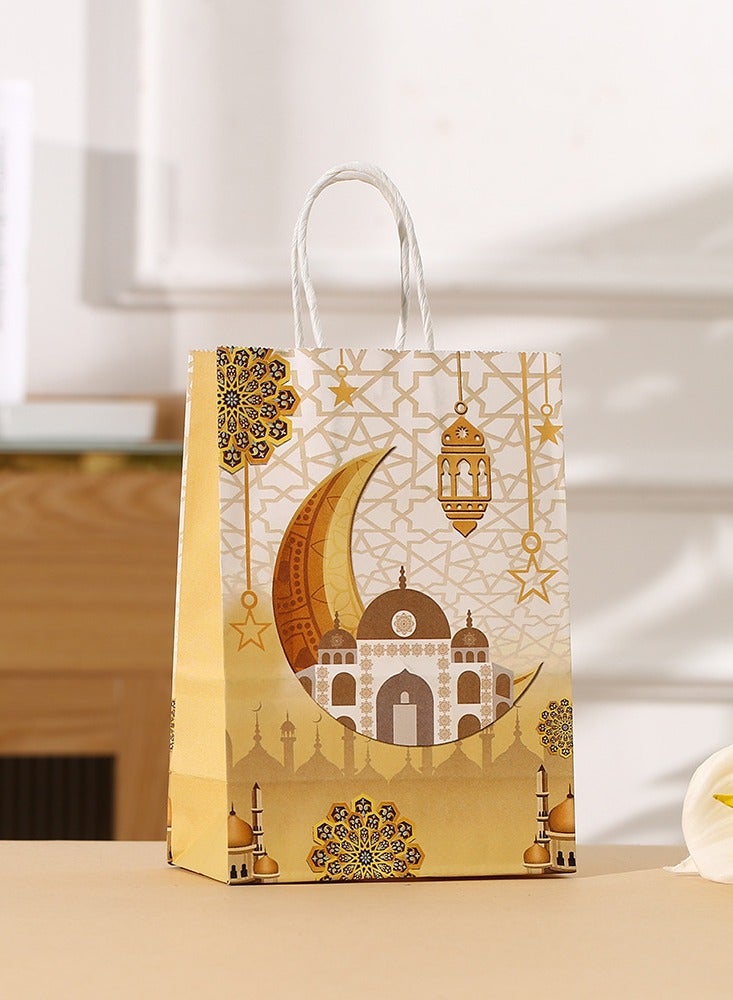 12 قطعة من أكياس الهدايا الورقية لشهر رمضان والعيد، وأكياس الحفلات بمقابض للحلوى والحلويات والهدايا والمجوهرات، وأكياس هدايا الحفلات ولوازم الحفلات - Image 2