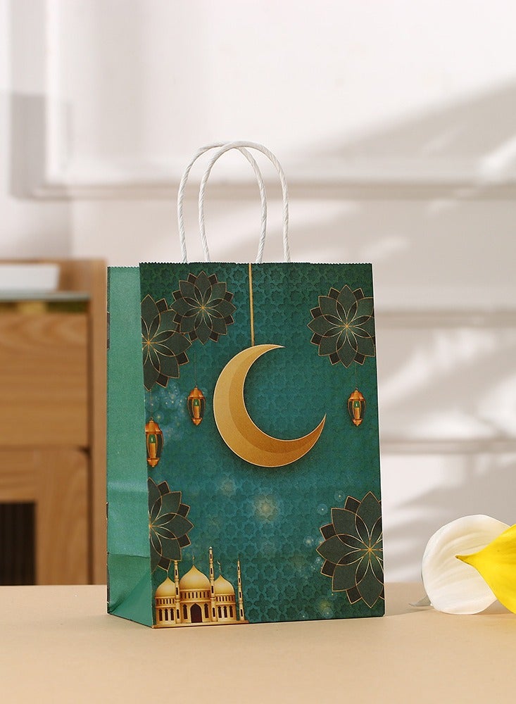 12 قطعة من أكياس الهدايا الورقية لشهر رمضان والعيد، وأكياس الحفلات بمقابض للحلوى والحلويات والهدايا والمجوهرات، وأكياس هدايا الحفلات ولوازم الحفلات - Image 3