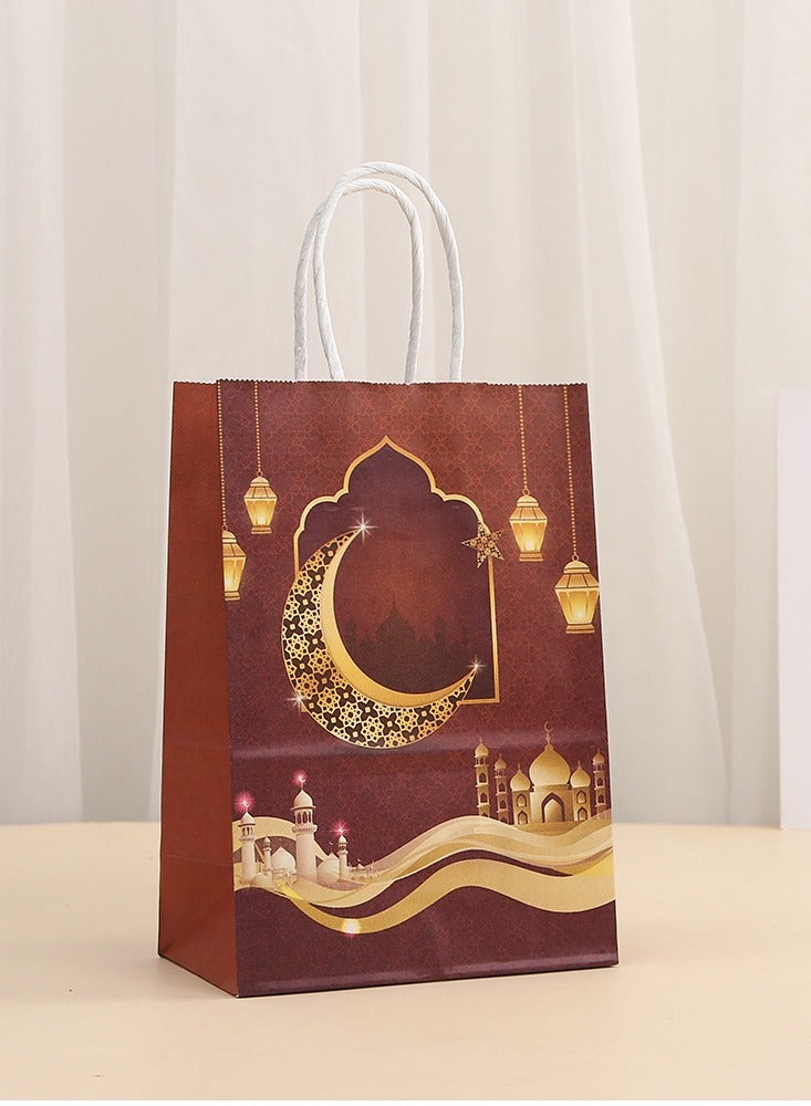 12 قطعة من أكياس الهدايا الورقية لشهر رمضان والعيد، وأكياس الحفلات بمقابض للحلوى والحلويات والهدايا والمجوهرات، وأكياس هدايا الحفلات ولوازم الحفلات - Image 4