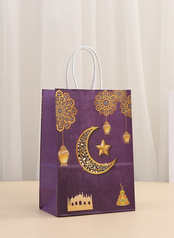 12 قطعة من أكياس الهدايا الورقية لشهر رمضان والعيد، وأكياس الحفلات بمقابض للحلوى والحلويات والهدايا والمجوهرات، وأكياس هدايا الحفلات ولوازم الحفلات - Image 5