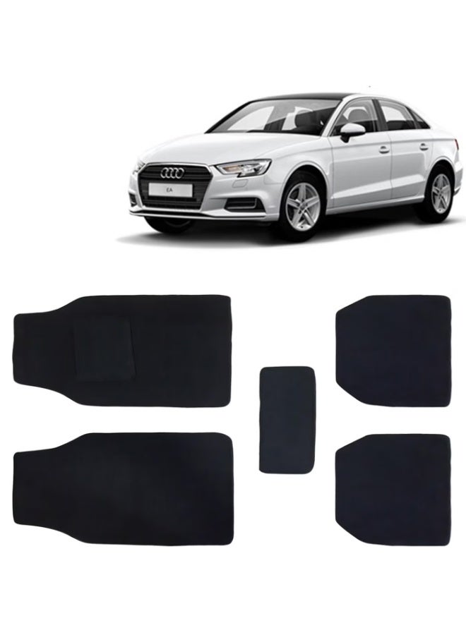Classic Kingsway Carpet Style Universal Car Mats for Audi A3, 2019 Onwards Model, Black Color Anti Slip Car Floor Foot Mats, Complete Set of 5 Piece, Executive Series - Image 1