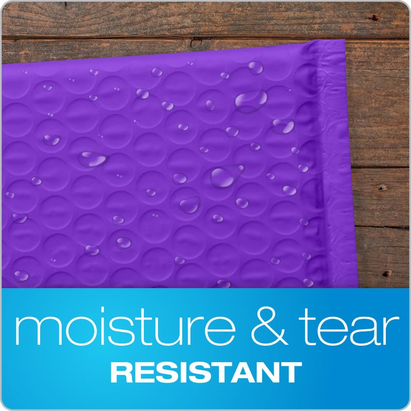 Quality Park Bubble Mailers, 6 x 9, Purple Poly Mailers, Padded Envelopes, Shipping Bags, Water Resistant, Self Seal, 50 Per Box (QUA85904) - Image 2