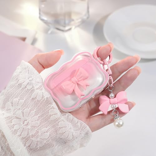 Wowwat for AirPods Pro 3 Case 2025,Cute 3D Bow Pattern Design AirPods Pro 3rd Generation Case Cover,Clear Soft TPU AirPod Pro 3 Cases with Butterfly Pearl Keychain and Cleaner Kit for Women Girls-Pink - Image 5